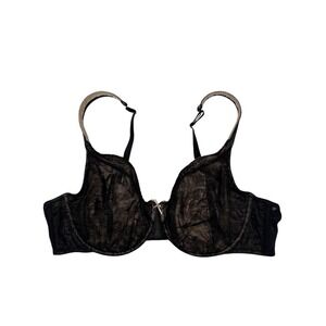 CACIQUE Black Modern Lace Unlined Full Coverage‎ Underwire Bra size 44C